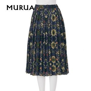 MURUA Pleated Flora Midi Skirt